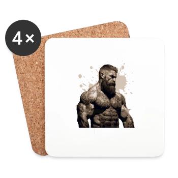 Fitness Homme Muscles Musculation - Dessous de verre (lot de 4) - blanc - Devant