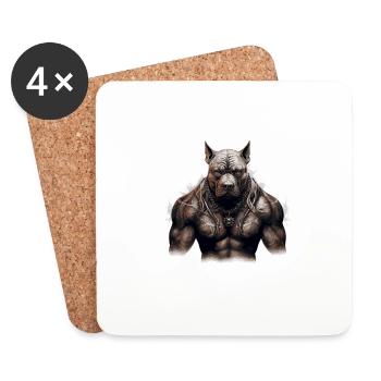 Chien Pit Muscles Musculation Bête - Dessous de verre (lot de 4) - blanc - Devant