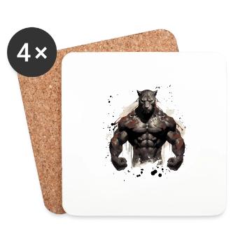 Leopard Muskeln Bodybuilding Beast - Untersetzer (4er-Set) - Weiß - Vorne