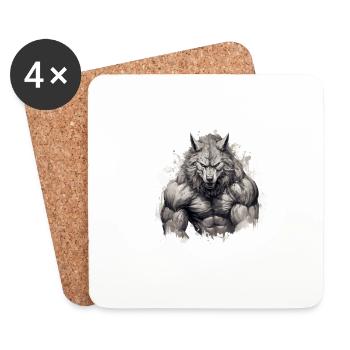 Muscle de loup Musculation Bête - Dessous de verre (lot de 4) - blanc - Devant