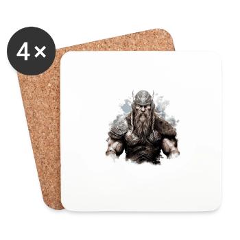 Viking Oding Muscles Musculation - Dessous de verre (lot de 4) - blanc - Devant