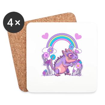 Echse Drache Drachen - Untersetzer (4er-Set) - Weiß - Vorne