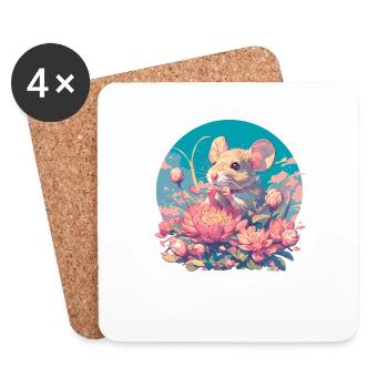 Mäuse Maus - Untersetzer (4er-Set) - Weiß - Vorne