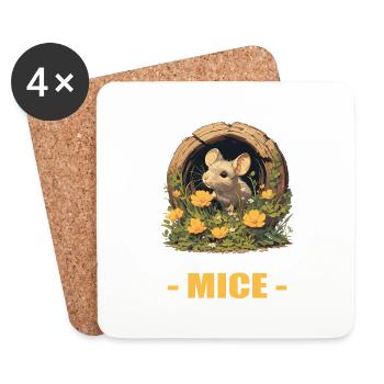 Mäuse Maus - Untersetzer (4er-Set) - Weiß - Vorne