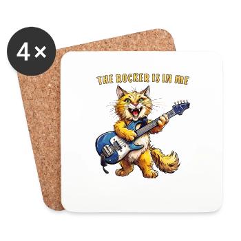 CAT GUITAR THE ROCKER IS IN ME - Coasters (set of 4) - white - Front