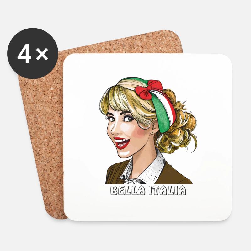 FRAU ITALIEN BELLA ITALIA - Untersetzer (4er-Set) - Weiß