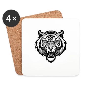 Tiger Head - Coasters (set of 4) - white - Front