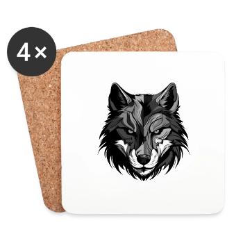 Wolf Kopf - Untersetzer (4er-Set) - Weiß - Vorne