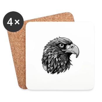 Adler Kopf - Untersetzer (4er-Set) - Weiß - Vorne