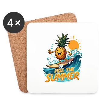 Ananas Surfer Surf Feel L’été - Dessous de verre (lot de 4) - blanc - Devant
