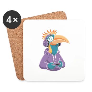 Nashornvogel - Untersetzer (4er-Set) - Weiß - Vorne