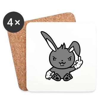 Lapin Majeur Montrer Méchant Coquin Insultant - Dessous de verre (lot de 4) - blanc - Devant