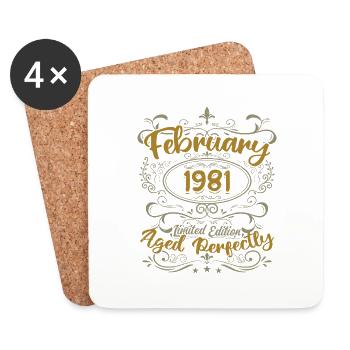 Idée cadeau février 1981 anniversaire février 1981 - Dessous de verre (lot de 4) - blanc - Devant
