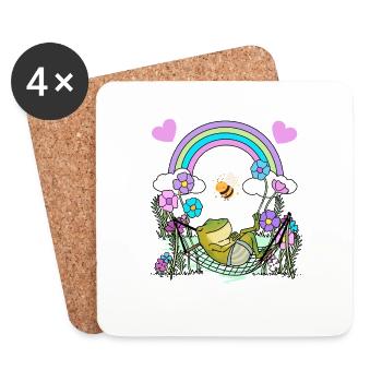 Frosch Frösche Kinder Kind - Untersetzer (4er-Set) - Weiß - Vorne