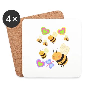 Biene Bienen Hummel Kinder Kind - Untersetzer (4er-Set) - Weiß - Vorne