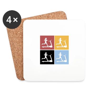 Carrés Gym Tapis roulant Fitness Sports Hobby Drôle - Dessous de verre (lot de 4) - blanc - Devant