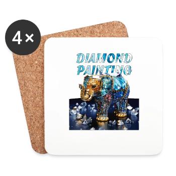 DIAMANTEN ELEFANT DIAMOND PAINTING - Untersetzer (4er-Set) - Weiß - Vorne
