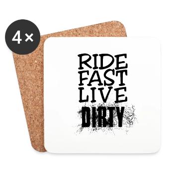 RIDE FAST LIVE DIRTY – MOUNTAINBIKE - MOTOCROSS - Untersetzer (4er-Set) - Weiß - Vorne