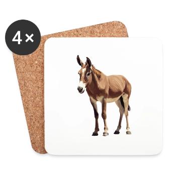 Âne Esel - Dessous de verre (lot de 4) - blanc - Devant