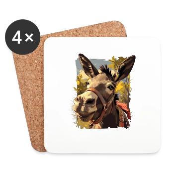Donkey Esel - Untersetzer (4er-Set) - Weiß - Vorne