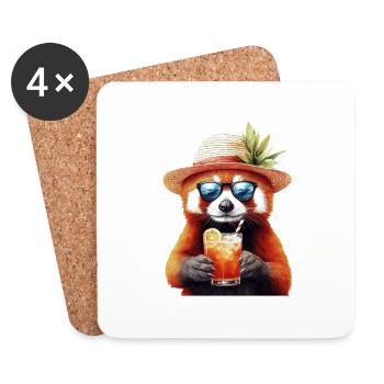 Roter Panda - Untersetzer (4er-Set) - Weiß - Vorne
