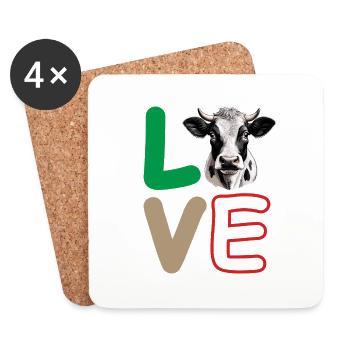 TÊTE DE VACHE D’AMOUR - Dessous de verre (lot de 4) - blanc - Devant