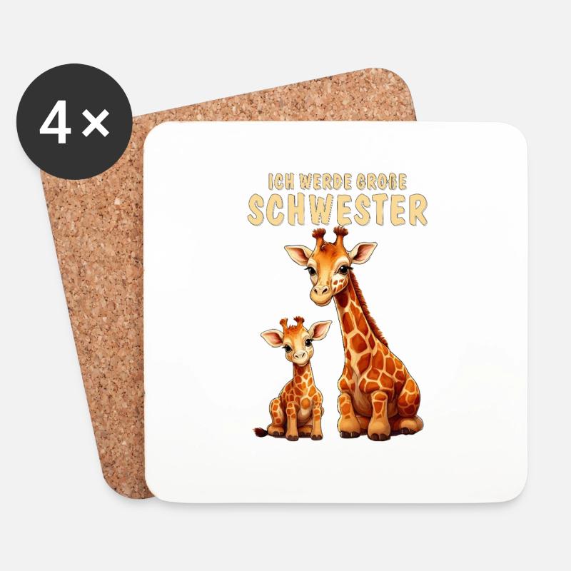 GIRAFFEN WERDE GROßE SCHWESTER - Untersetzer (4er-Set) - Weiß