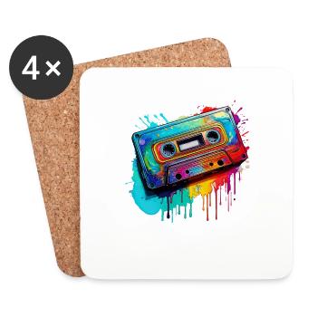 Cassette musicale - Dessous de verre (lot de 4) - blanc - Devant