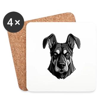 Doberman Hund Kopf - Untersetzer (4er-Set) - Weiß - Vorne