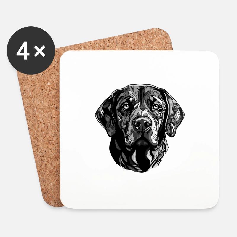 Labrador Hund Kopf - Untersetzer (4er-Set) - Weiß