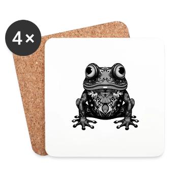 Portrait de grenouille - Dessous de verre (lot de 4) - blanc - Devant