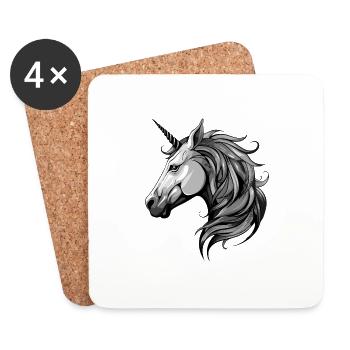 Einhorn Portrait - Untersetzer (4er-Set) - Weiß - Vorne