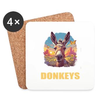 Donkey Esel - Untersetzer (4er-Set) - Weiß - Vorne