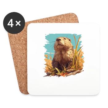 Rat musqué - Dessous de verre (lot de 4) - blanc - Devant