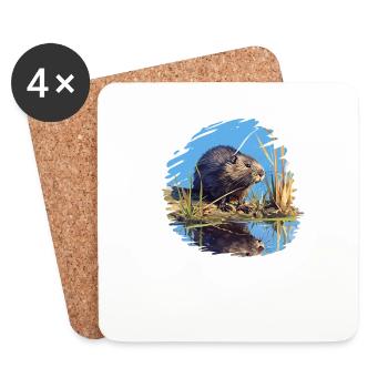 Rat musqué - Dessous de verre (lot de 4) - blanc - Devant