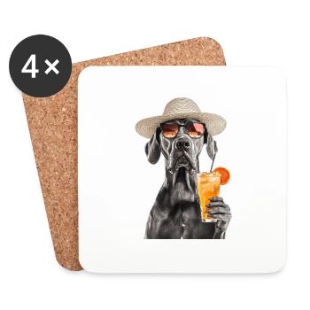 Deutsche Dogge - Untersetzer (4er-Set) - Weiß - Vorne