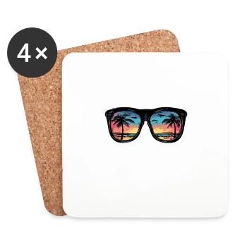 Mallorca Party Team Palm Trees - Coasters (set of 4) - white - Front