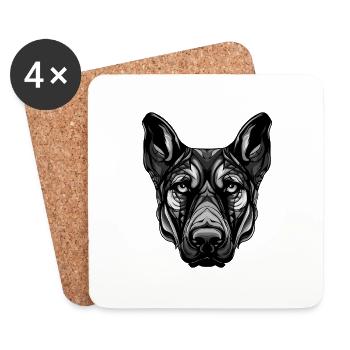 Doberman Dog Portrait - Coasters (set of 4) - white - Front