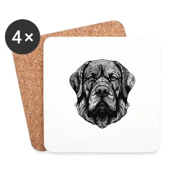 Mastiff Dog Portrait - Coasters (set of 4) - white - Front