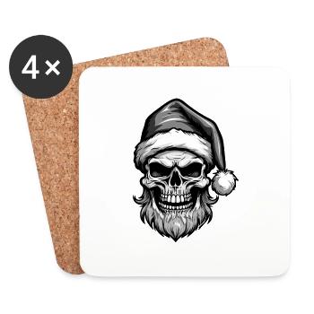 Santa Claus Skull - Coasters (set of 4) - white - Front
