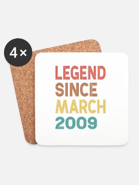 Vintage-Legende seit März 2009, 16. Geburtstag - Untersetzer (4er-Set) - Weiß