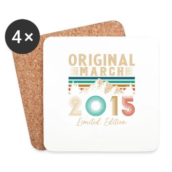 Mars 2015 Vintage Cadeau Anniversaire - Dessous de verre (lot de 4) - blanc - Devant