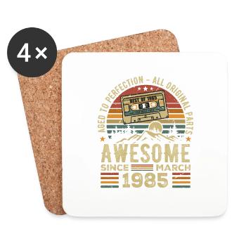 Mars 1985 cadeau anniversaire mars 1985 march 1985 - Dessous de verre (lot de 4) - blanc - Devant