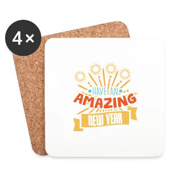 Nouvel An 2 - Dessous de verre (lot de 4) - blanc - Devant