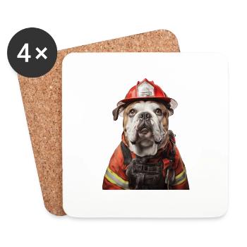 Bulldogge - Untersetzer (4er-Set) - Weiß - Vorne