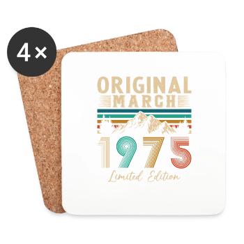 March 1975 Vintage Birthday Gift - Coasters (set of 4) - white - Front