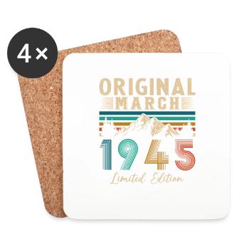 Mars 1945 Vintage Cadeau Anniversaire - Dessous de verre (lot de 4) - blanc - Devant