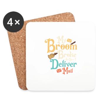 My Broom Broke So Now I Deliver Mail Mailman Posta - Untersetzer (4er-Set) - Weiß - Vorne