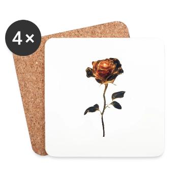 Rote Rose - Untersetzer (4er-Set) - Weiß - Vorne
