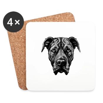 Great Dane Hund Portrait - Untersetzer (4er-Set) - Weiß - Vorne